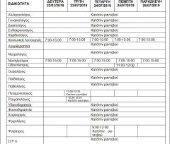 ΕΒΔΟΜΑΔΙΑΙΟ ΠΡΟΓΡΑΜΜΑ ΛΕΙΤΟΥΡΓΙΑΣ ΔΗΜΟΤΙΚΟΥ ΙΑΤΡΕΙΟΥ ΒΕΡΟΙΑΣ 22 26/07/2019