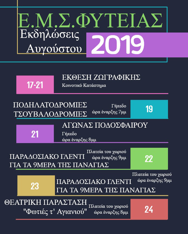 Εκδηλώσεις τον Αύγουστο στη Φυτειά