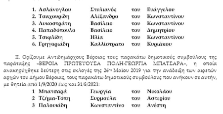 Οι αντιδήμαρχοι του Δήμου Βέροιας