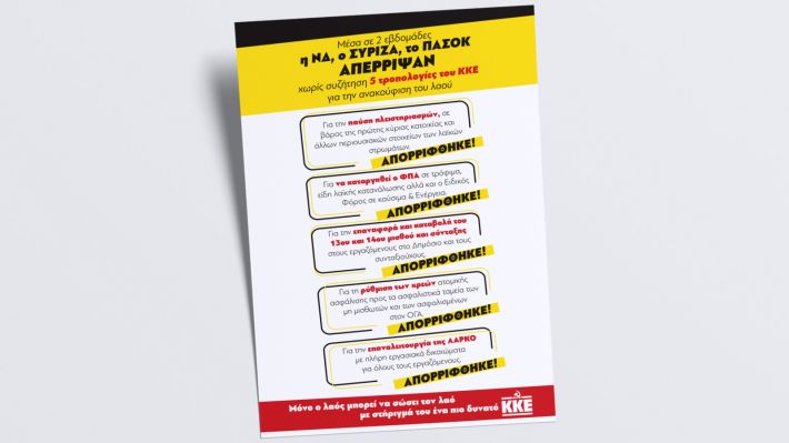 ΣΕ ΔΥΟ ΕΒΔΟΜΑΔΕΣ ΝΔ, ΣΥΡΙΖΑ, ΠΑΣΟΚ απέρριψαν 5 τροπολογίες του ΚΚΕ για την ανακούφιση του λαού!