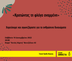 Εκδήλωση 10/12 για τα ανθρώπινα δικαιώματα της Τοπικής Ομάδας Βέροιας της Διεθνούς Αμνηστίας