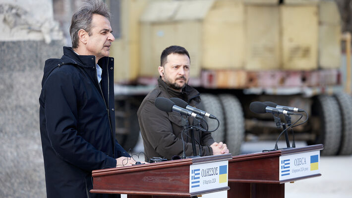 Την πλήρη στήριξή του στην αντιδραστική κυβέρνηση του Κιέβου επανέλαβε ο Κ. Μητσοτάκης