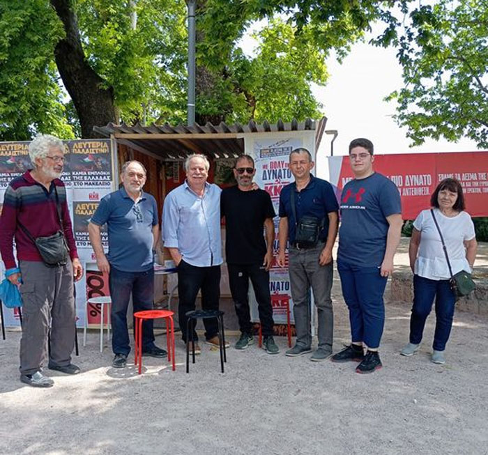 Το εκλογικό περίπτερο του ΚΚΕ στη Βέροια