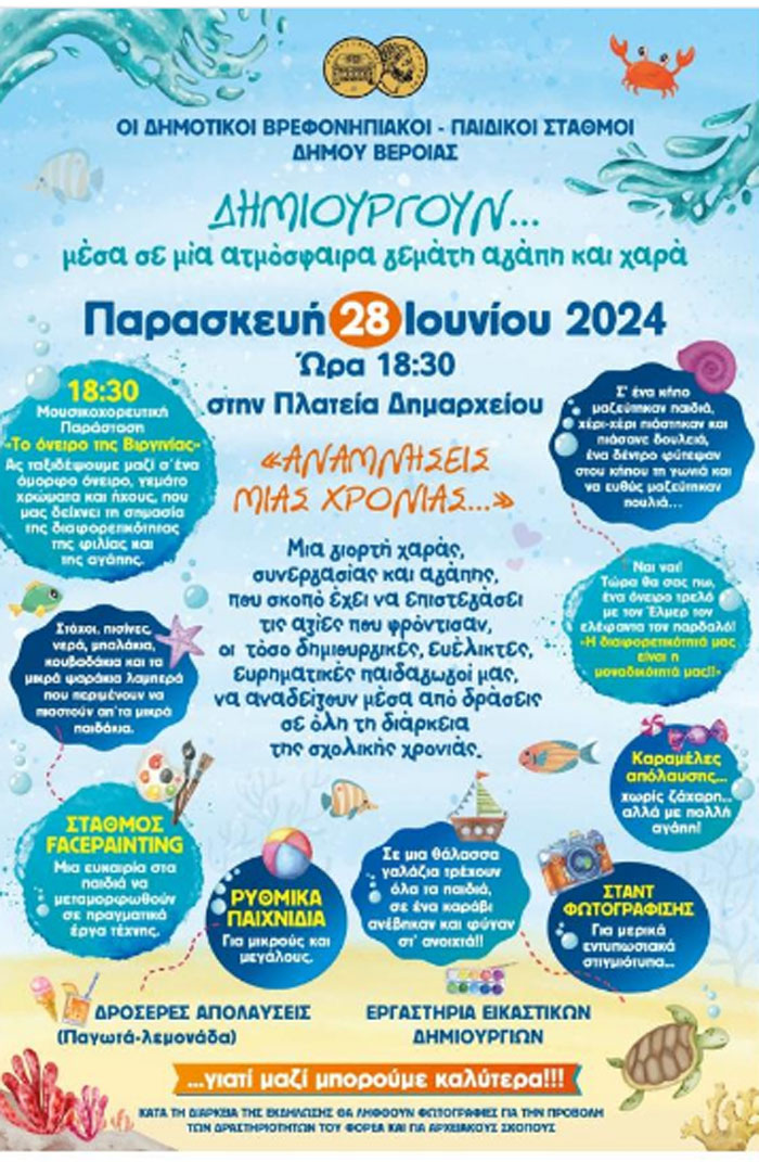 Καλοκαιρινή γιορτή Δημοτικών Βρεφονηπιακών και Παιδικών Σταθμών Δήμου Βέροιας