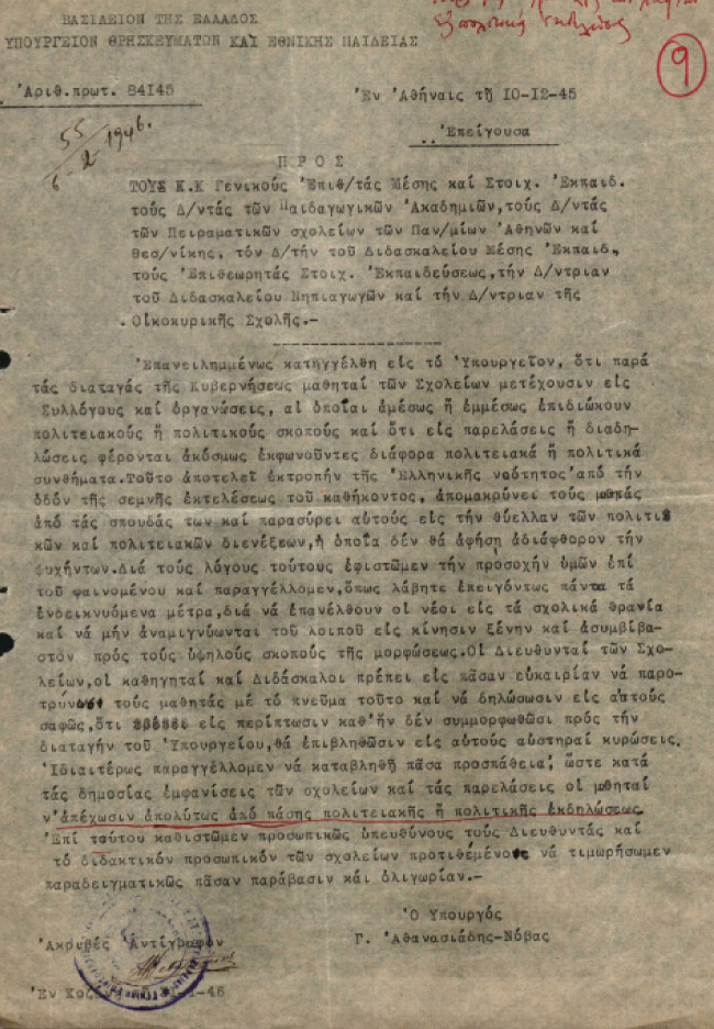  ΝΤΟΚΟΥΜΕΝΤΟ: Μαθητές μακριά από την πολιτική…