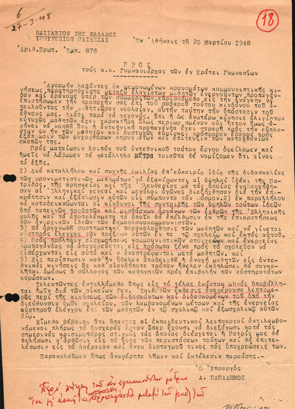 ΙΣΤΟΡΙΚΟ ΝΤΟΚΟΥΜΕΝΤΟ : Μέτρα σε βάρος μαθητών...