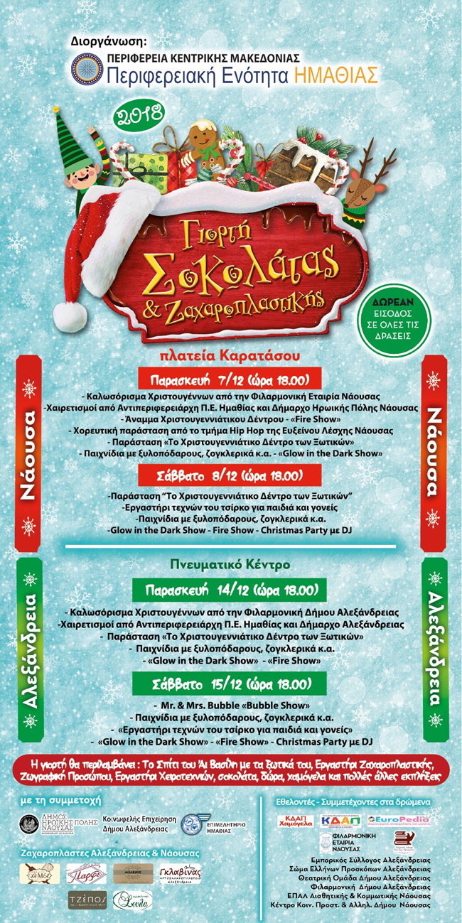 Γιορτή Σοκολάτας 2018. Ολόκληρο το πρόγραμμα