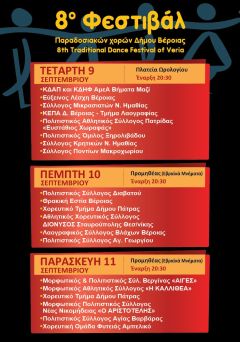 8ο Φεστιβάλ Παραδοσιακών Χορών Δήμου Βέροιας . Η μεγάλη γιορτή του πολιτισμού και της παράδοσης στην πόλη μας